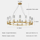 Axyaa Crystal LED Pendant Chandelier - Modern Copper Retro Light Luxury for Home Décor