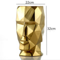 Axyaa Geometric Origami Vase Human Head Golden Abstract Figurine Home Decor