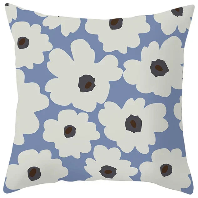 Axyaa Abstract Geometric Pillowcase in Nordic Blue Purple - Peach Skin Fabric