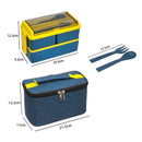 Axyaa Double Layer Lunch Box & Storage Bag Set with Fork Spoon - Leakproof & Microwave-safe