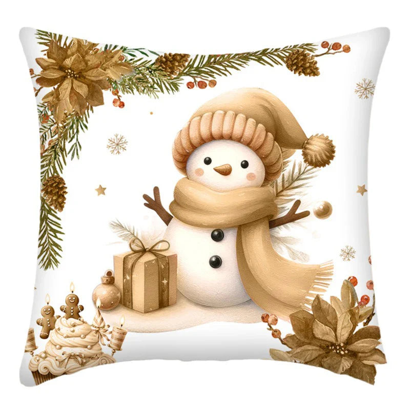 Axyaa Christmas Home Decor Pillow Cover Suite -Santa Claus Snowman Gingerbread