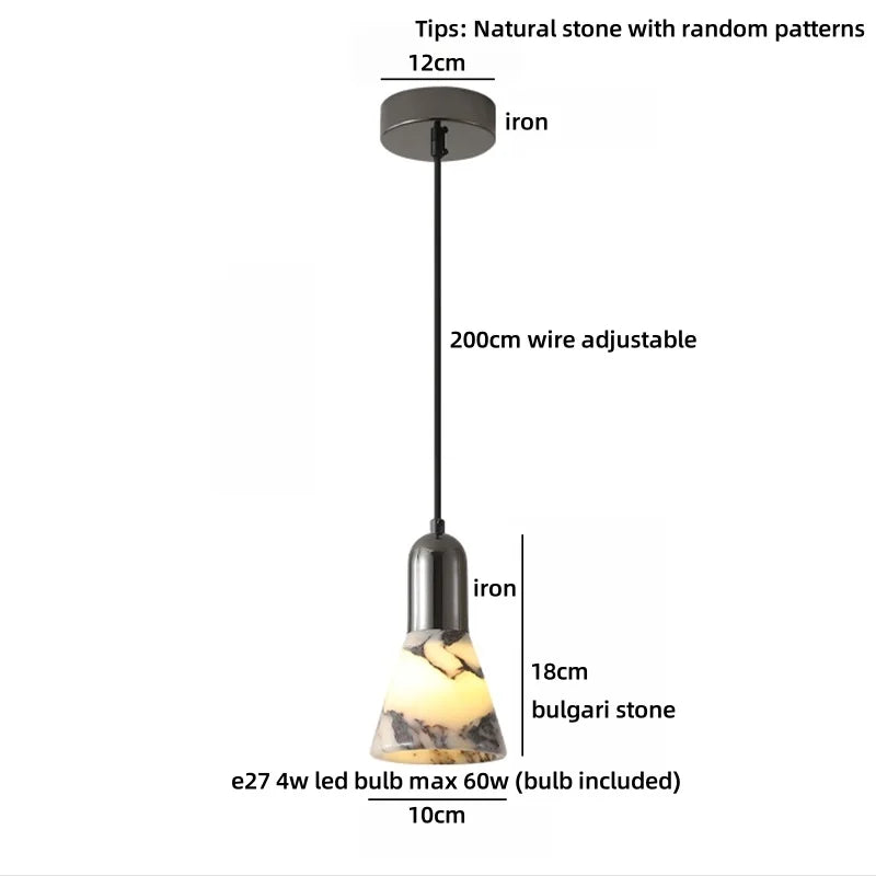 Axyaa White Glass LED Pendant Lights Kitchen Dining Room Hanging Stone Pendant Lamp