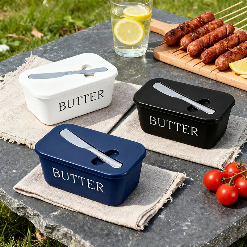Axyaa Rectangular Cheese Box & Knife Set for Restaurant Kitchen