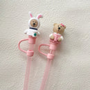 Cherry Blossom Bear Silicone Straw Cover for 30oz Cups by Axyaa