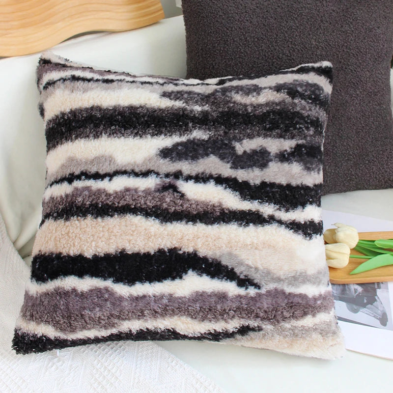 Axyaa Plush Gradient Rabbit Fur Cushion Cover 45x45cm for Sofa Living Room