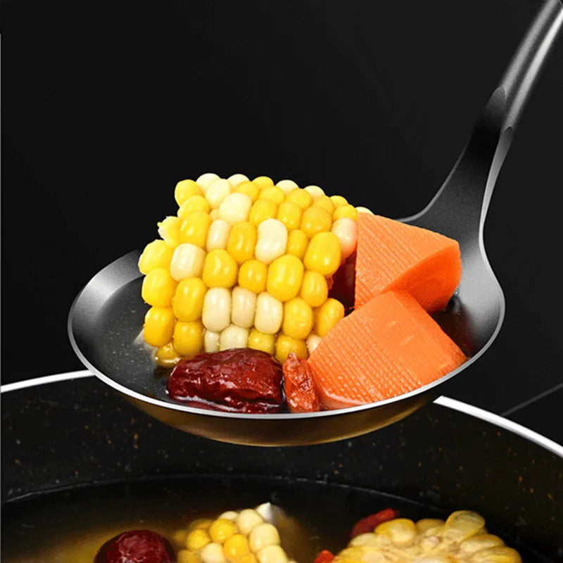 Axyaa 304 Stainless Steel Utensils Set with Wooden Handle - Black Color