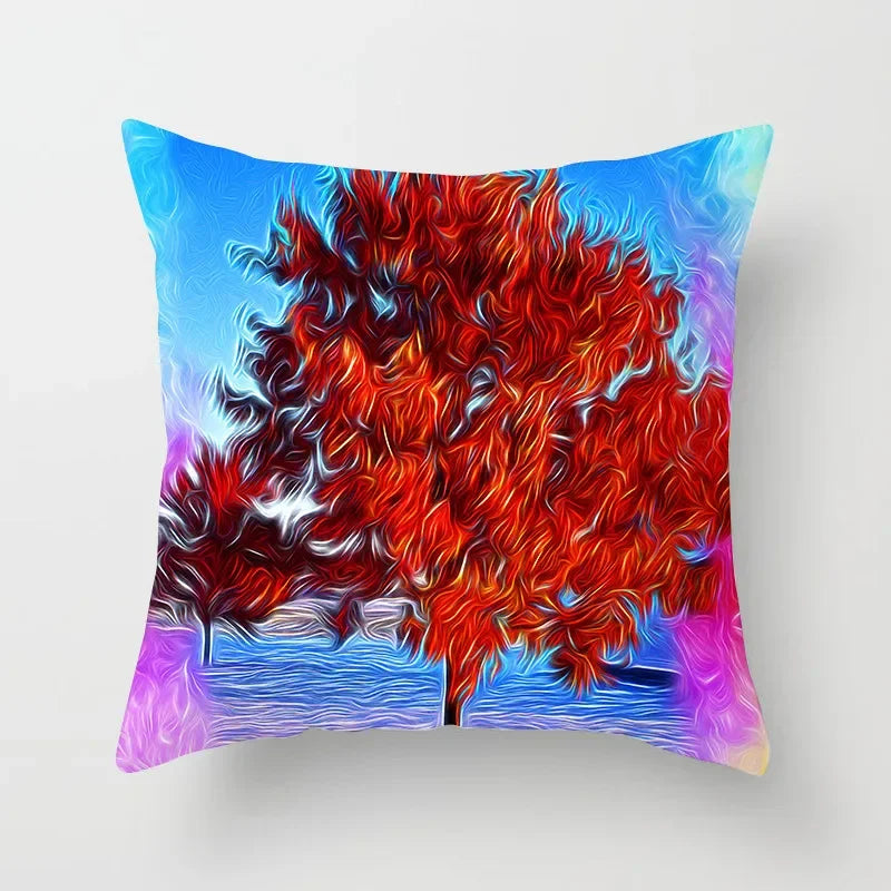 Axyaa Strawberry Plant Flower Cushion Cover for Room Decoration