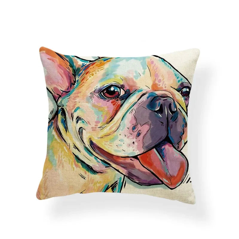 Axyaa Golden Retriever Linen Pillowcase: Decorative Square Cushion Cover