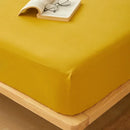 Axyaa Cotton Fitted Sheet with Elastic Bands for Double King Queen Bed, Non-Slip Solid Color