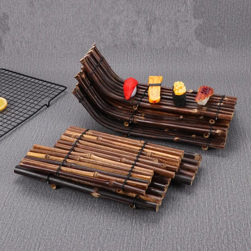 Axya Bamboo Sushi Dish Fence Plate Cuisine Sushi Boats Creative Exquisite Tools