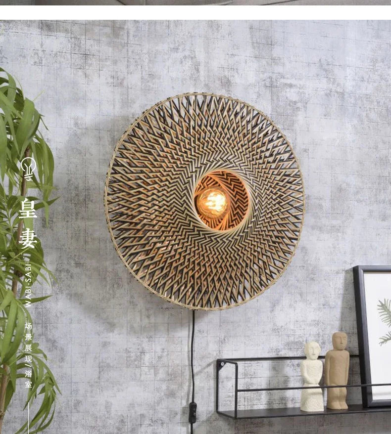 Axyaa Bamboo Zen Wall Lamp for Study Living Room Decor