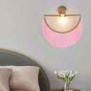 Axyaa Nordic Designer Pink Glass Ball Tassel Wall Sconces LED Fixtures