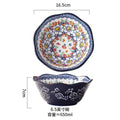 Axyaa Retro Ceramic Double Ear Large Soup Bowl with Handle - Colorful Tableware