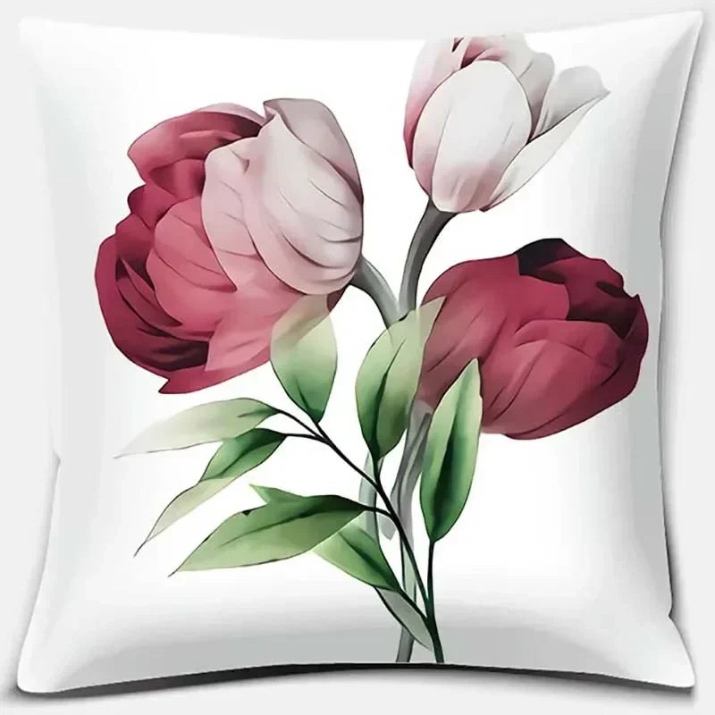 Pink Flower Pattern Cushion Cover by Axyaa - 45x45cm Decorative Pillowcase