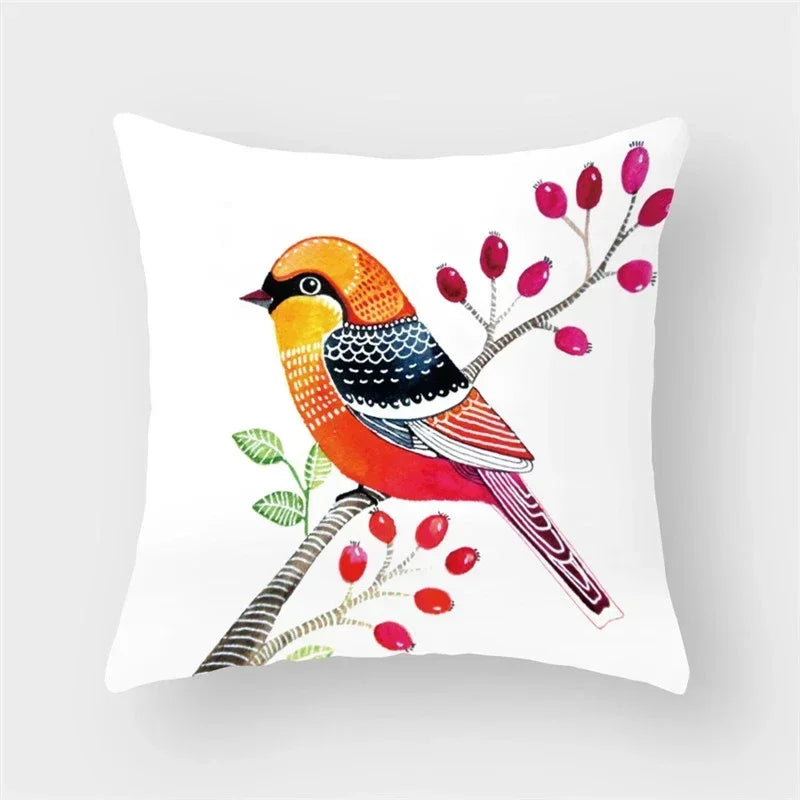 Axyaa Decorative Cushion Cover Throw Pillow 45*45 Sofa Flower Bird Animal Pillowcase