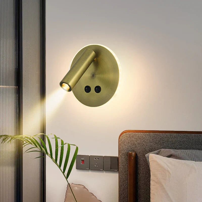 Axyaa Modern Black Bronze Rotatable Wall Lamp Dual Switch LED Sconce