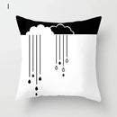 Axyaa Cloud Moon Star Pattern Pillowcase White Grey Letters Printed Home Decor