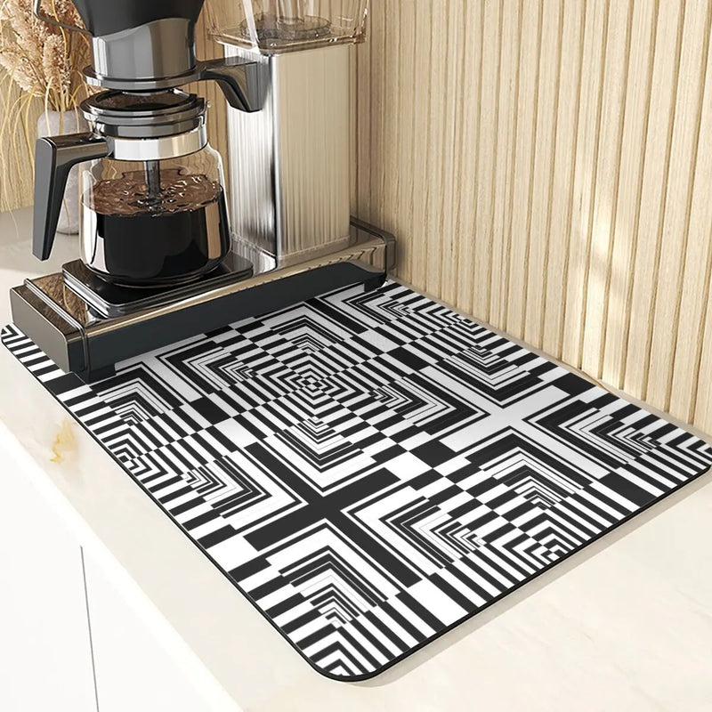 Axyaa Geometric Coasters Set of 4 Black White Dining Table Placemats Mats