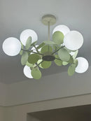 Axyaa Green Bean Molecule Chandelier: Modern French Cream Style for Warm & Romantic Living Rooms
