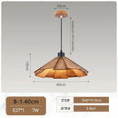 Axyaa Walnut Wood LED Minimalist Chandelier Straw Hat Pendant Lights