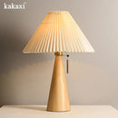 Axyaa Vintage Solid Wood Table Lamp for Bedroom with E27 Socket