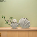 Axyaa Shell Ceramic Vase Desktop Decor Ornament Hydroponic Flower Arrangement