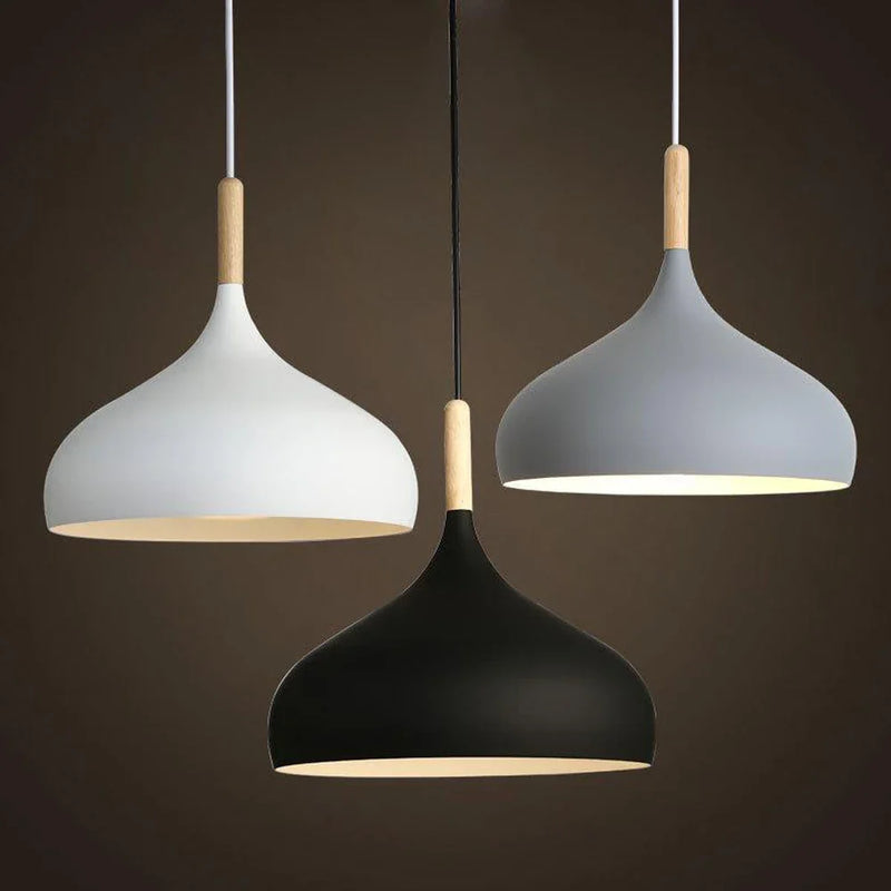 Axya Nordic Wood Aluminum Pendant Lights E27 Hanging Lamps