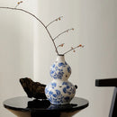 Axyaa Blue White Porcelain Gourd Vase Teapot Flower Arrangement Chinese Retro Bottle