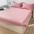 Axyaa 100% Cotton Fitted Sheet & Pillowcase Set, White, 180x200, 3Pcs