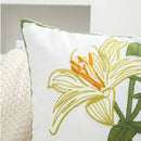 Axyaa Green Flower Embroidered Pillowcase Set of 2 Home Decor Cotton Cushion Cover