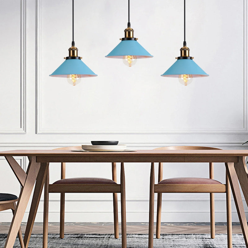 Axyaa Blue Nordic Pendant Lights - Modern E27 Hanging Lamps for Living Dining Kitchen