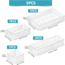 Axyaa Desk Drawer Organizer Set: Clear Plastic Storage Bins for Bathroom, Makeup, Kitchen