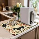 Axyaa Watercolor Flower Branches Maple Drying Mat for Kitchen Counter Drain Mats