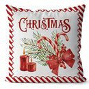 Axyaa Christmas Candy Cane & Bell Prints Cushion Cover for Sofa, Bedroom, Car