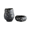 Axyaa Black Resin Flower Pot Gold Point Vase Home Decor Irregular Floral Arrangement