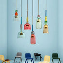 Axyaa Glass Pendant Chandelier Nordic Modern Macaron Colored LED Lights