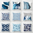 Axyaa Blue Geometric Sofa Chair Decor Set with Abstract Pillowcase & Plant Cushion Cover