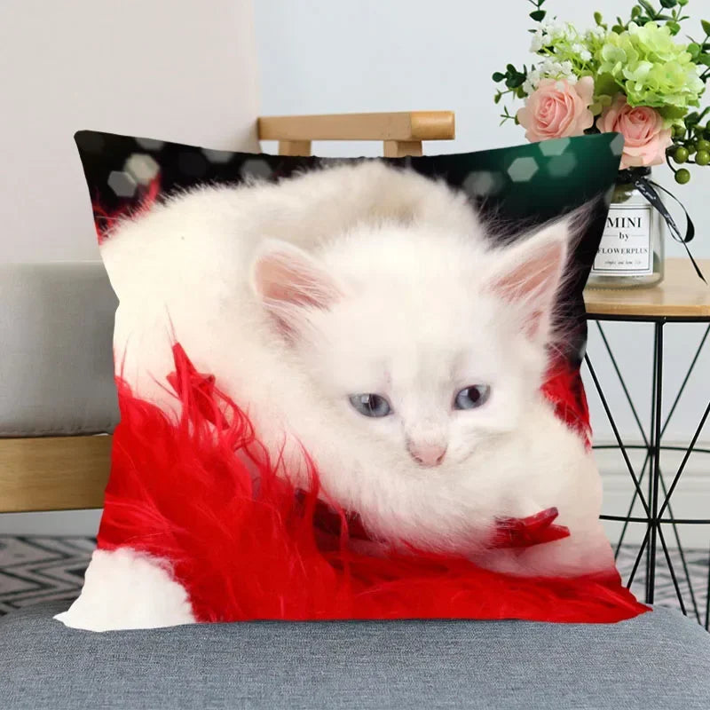 Cute Cat Print Pillowcase by Axyaa - Perfect for Home, Car, and Sofa