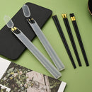 Axyaa Black Gold Sushi Chopstick Set with Storage Box