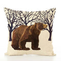 Squirrel Bird Bear Fox Animal Printed Cotton Linen Pillowcase by Axyaa