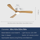 Axyaa 56" LED Ceiling Fan Lights Remote Control Solid Wood Bedroom Living Room