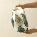 Axyaa Artistic Glass Vase: Blue & Green, New Chinese-style, High-end Handcrafted Glass Flower Vase