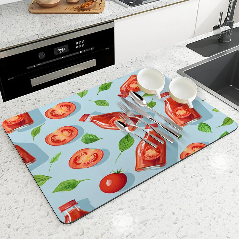 Axyaa Silicone Dish Drying Mat - Non-slip Heat Resistant Kitchen Counter Pad
