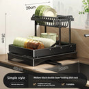 Axyaa 2-Tier Dish Drying Rack with Drainboard and Utensil Holder