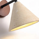 Axyaa LED Wall Lamp Switch Yellow Travertine Stone Black Iron Wabi Sabi Light
