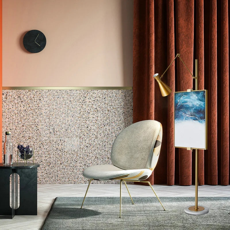 Axyaa Modern Metal Marble LED Gold Floor Lamp for Home Decor
