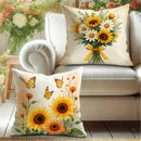 Axyaa Sunflower & Butterfly Pillow Covers - Country Style, Vibrant Design
