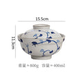 Axyaa Floral Ceramic Bowl with Lid - Vintage Large Soup & Ramen Bowl