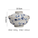 Axyaa Floral Ceramic Bowl with Lid - Vintage Large Soup & Ramen Bowl