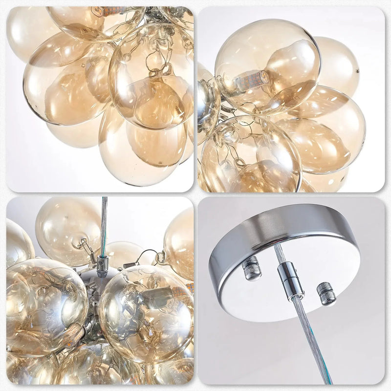 Axyaa Bubble Glass LED Chandelier Lighting for Living Room Home Decor